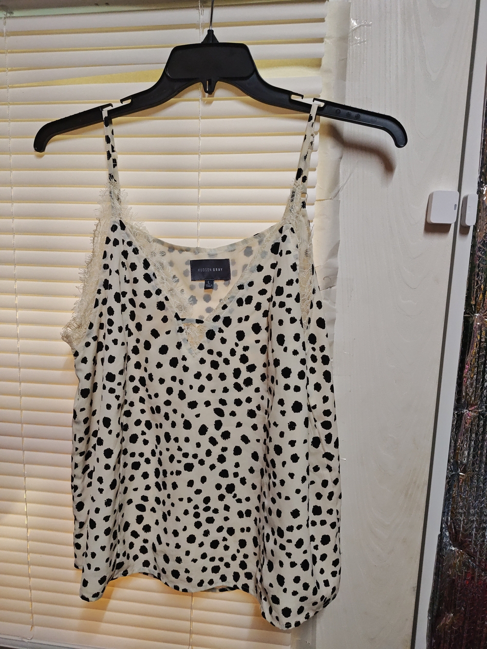 Hudson Gray Cream & Black Spot Lace-Trim Cami